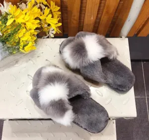 2020 Comfortable Faux Fur Cross Slippers