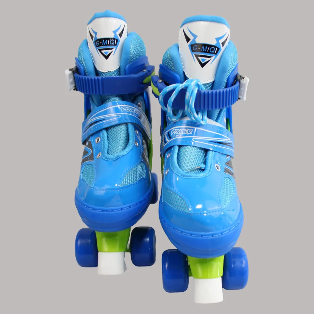 Adjustable Roller Skate Shoes 2-Rows 4-Wheels (Medium, Blue)