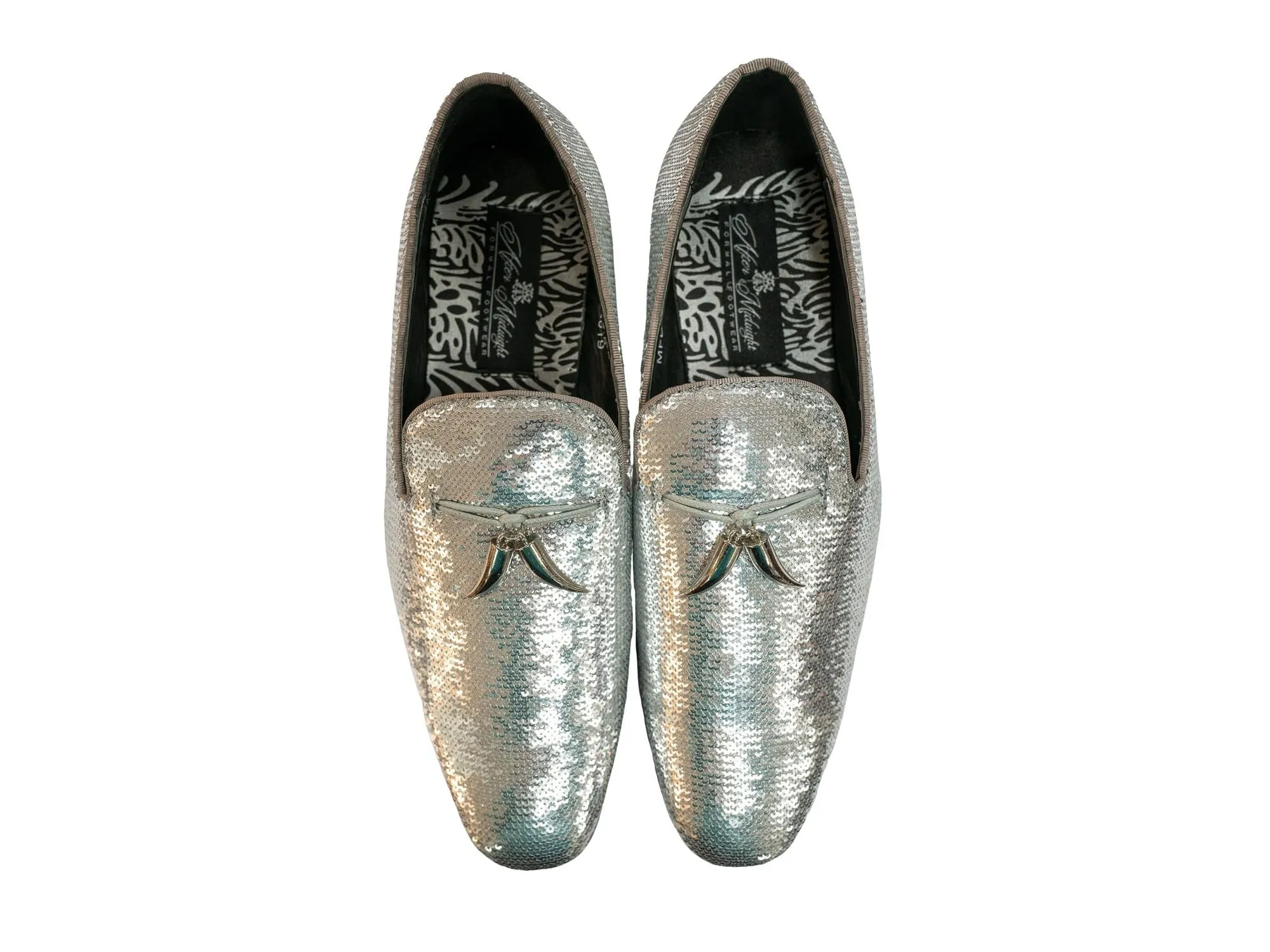 After Midnight Tassel Sequin Formal Loafer in Silver