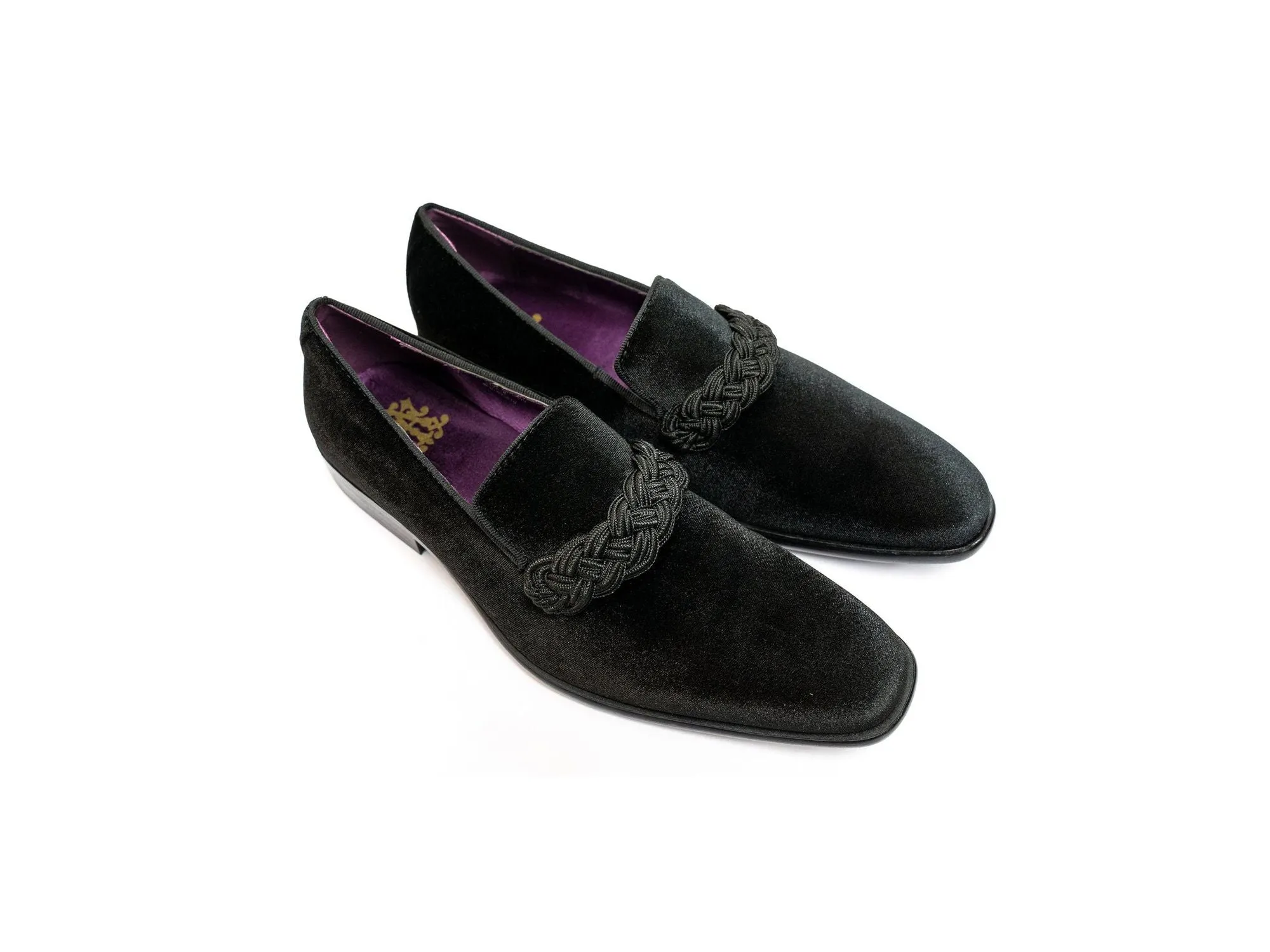 After Midnight Velour with Braid Formal Loafer in Black