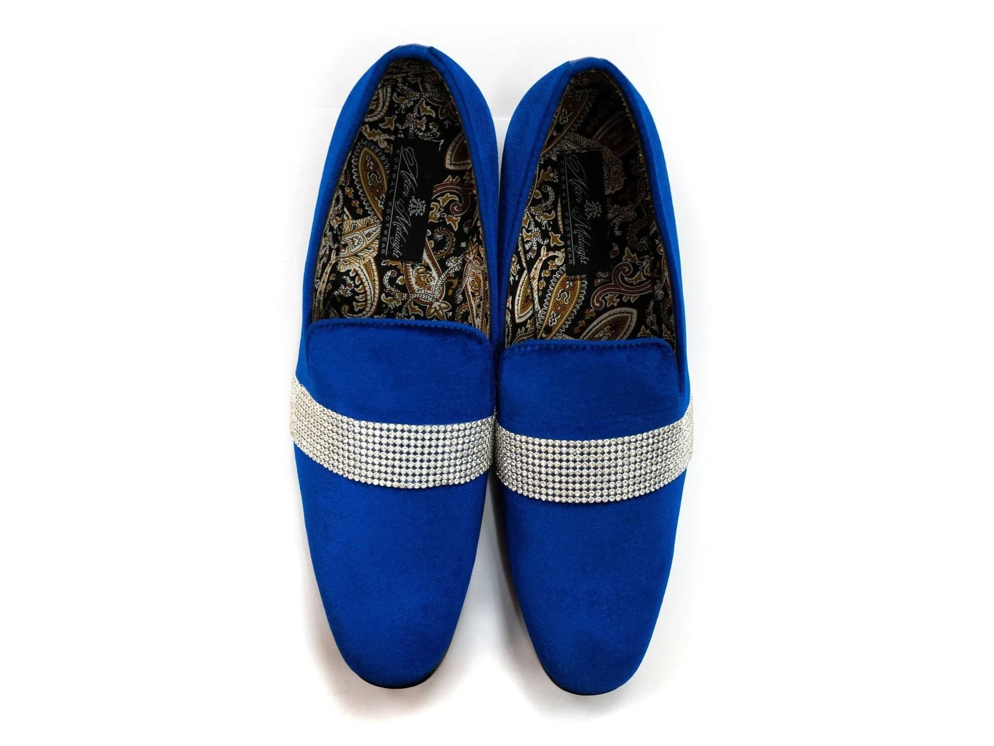 After Midnight Velour with Diamond Band Formal Loafer in Royal Blue