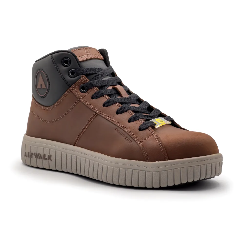 'Airwalk Safety' Men's Deuce Mid Hiker ESD SR Comp Toe - Brown / Tan