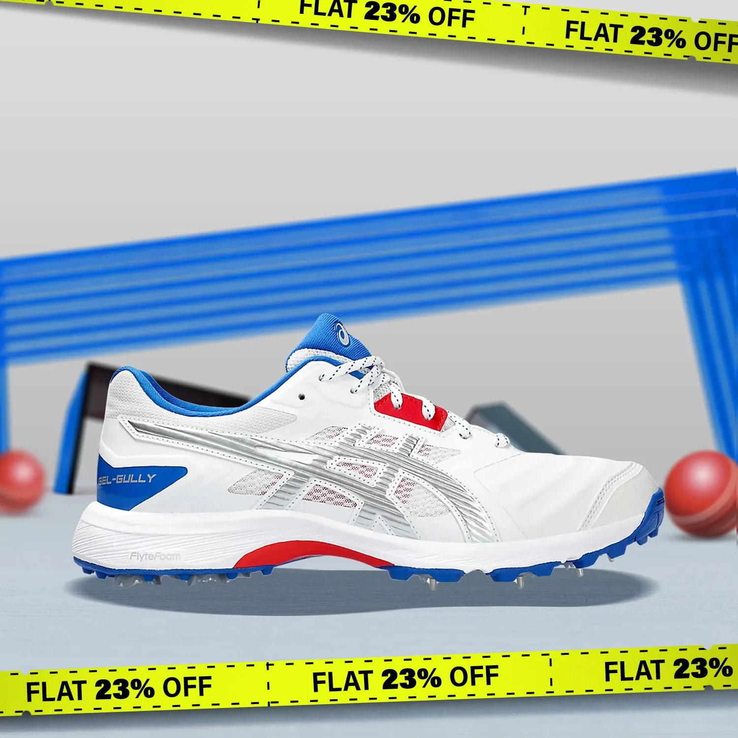 Asics Gel Gully 7 Cricket Shoes (White / Pure Silver) - DOD