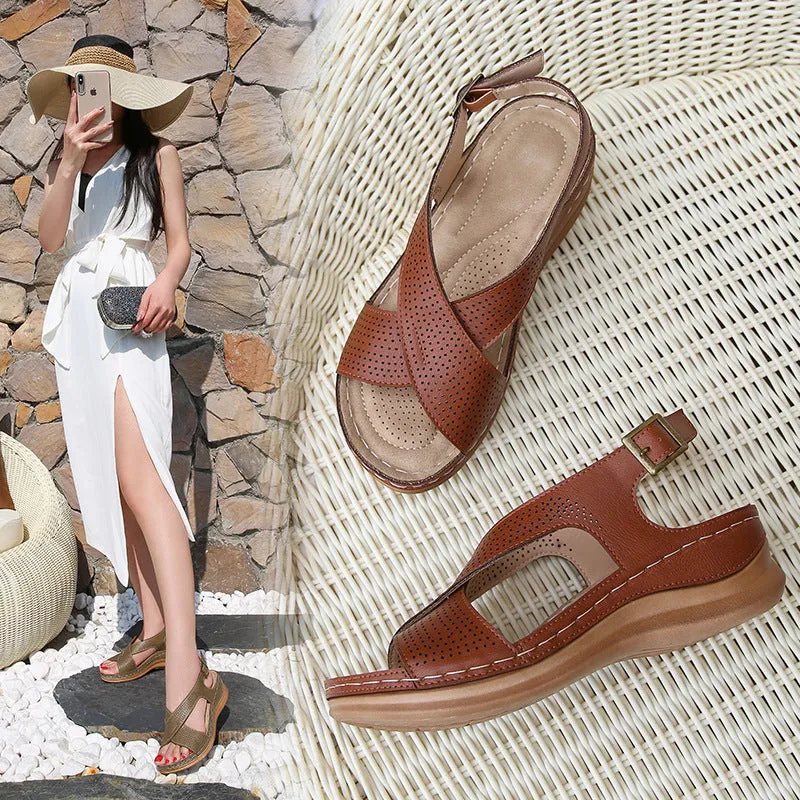 Bigsizeheels Vintage Boho Wedge Sandals