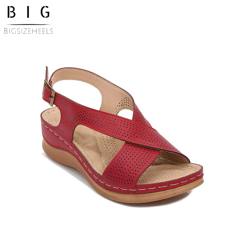 Bigsizeheels Vintage Boho Wedge Sandals