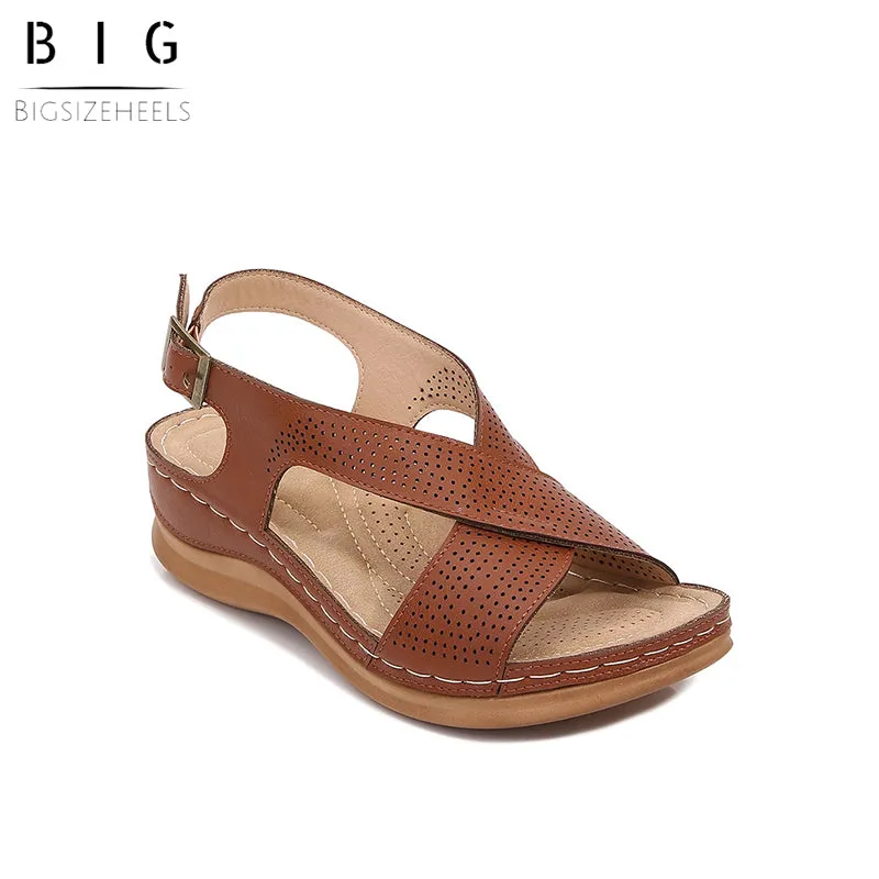 Bigsizeheels Vintage Boho Wedge Sandals