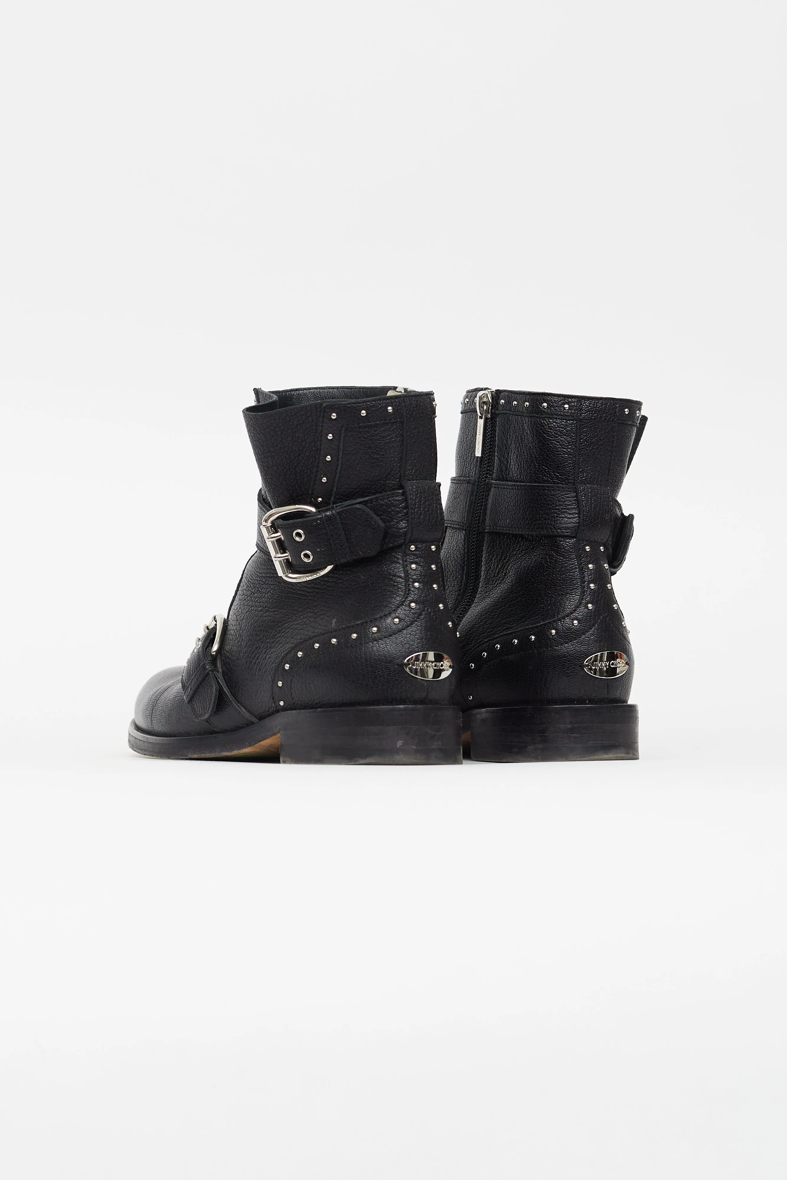 Black Leather Blyss Biker Ankle Boot