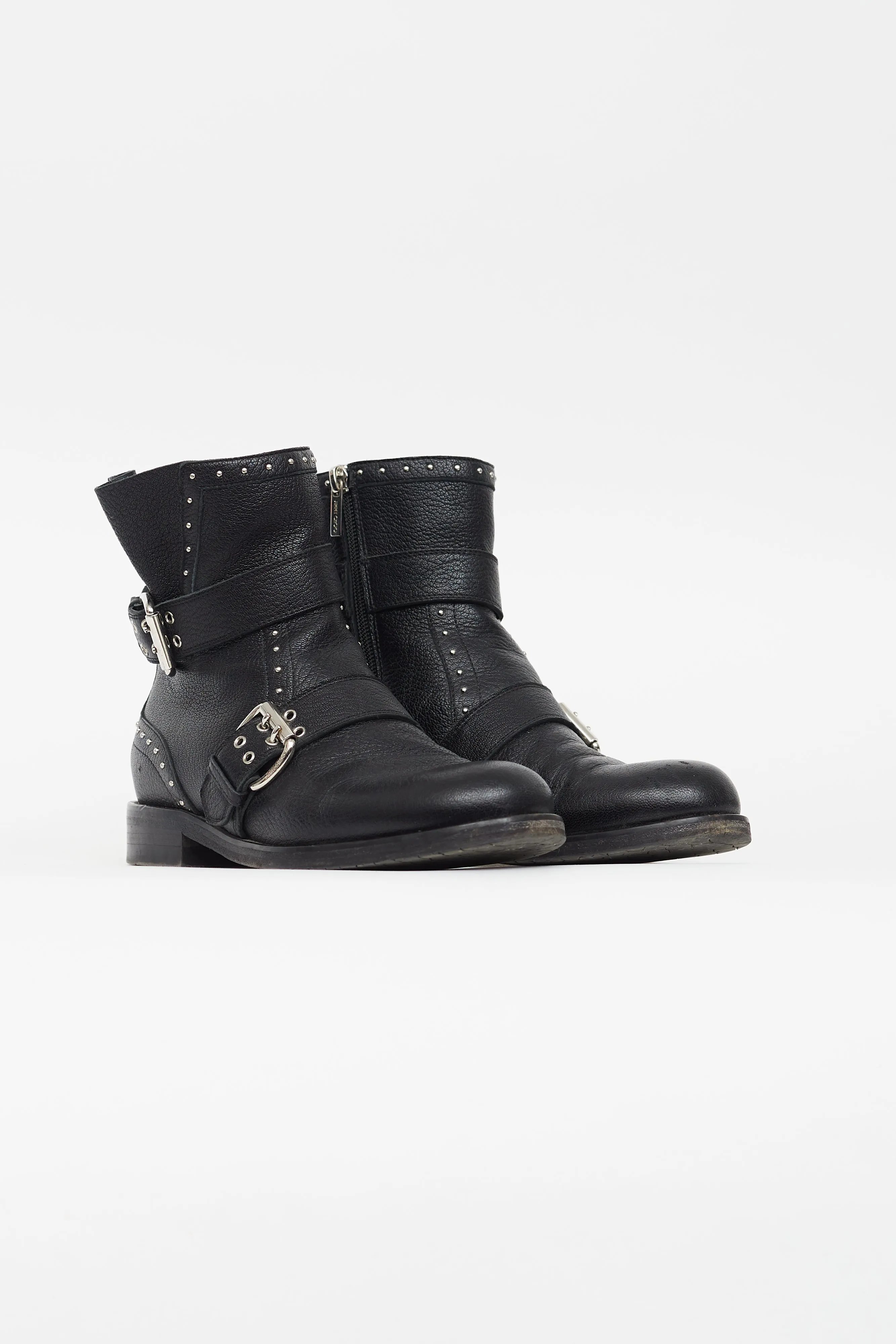 Black Leather Blyss Biker Ankle Boot