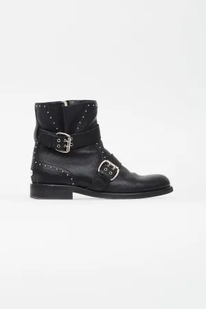 Black Leather Blyss Biker Ankle Boot