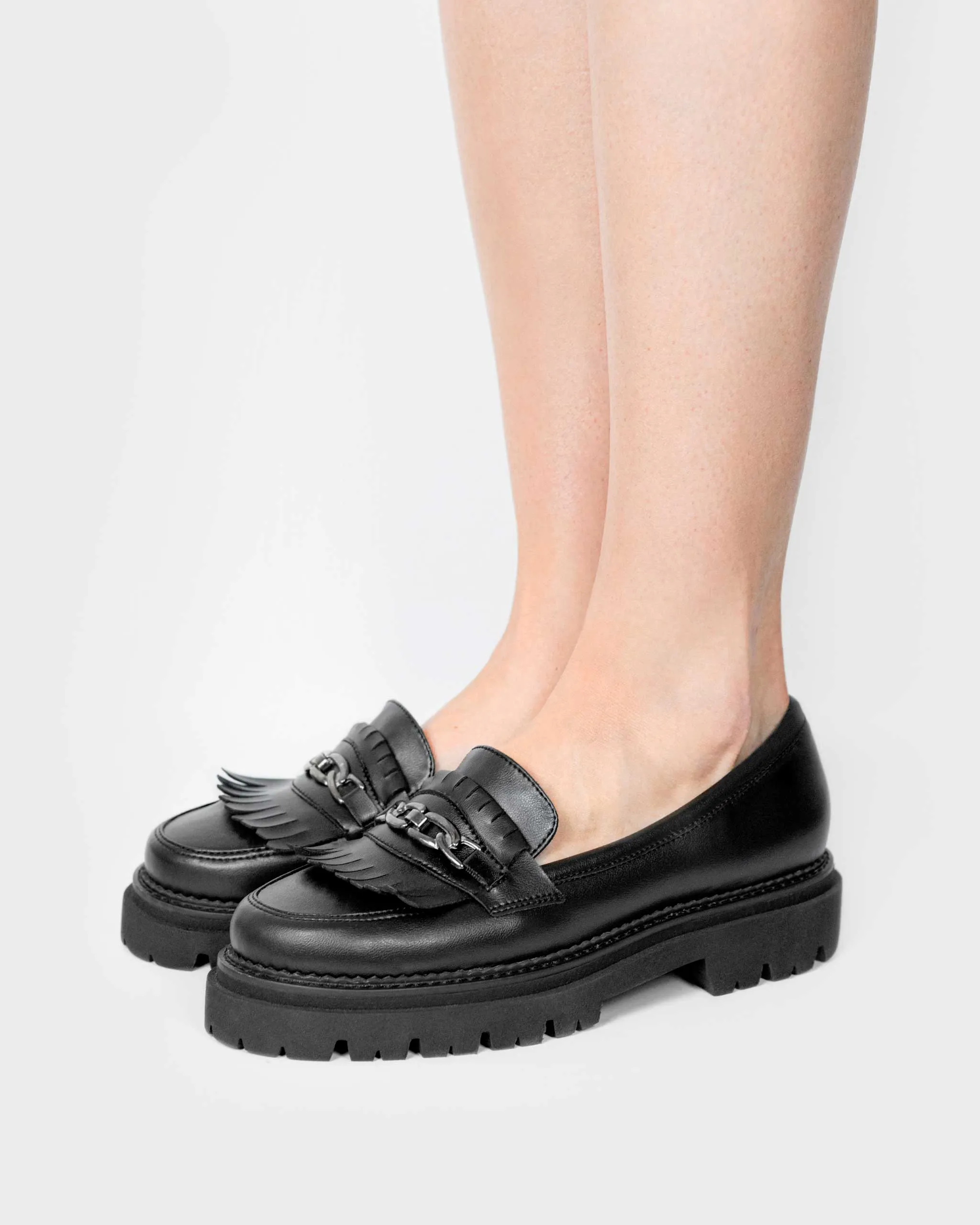 Chunky Loafers Black Grape Leather Loafers