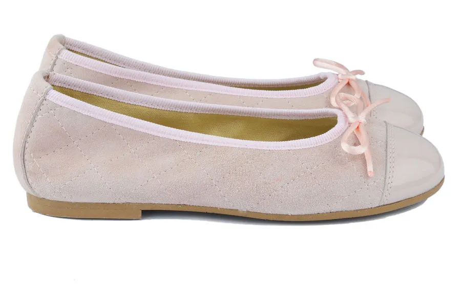 Clarys Girls Blush Pink Suede Ballerina