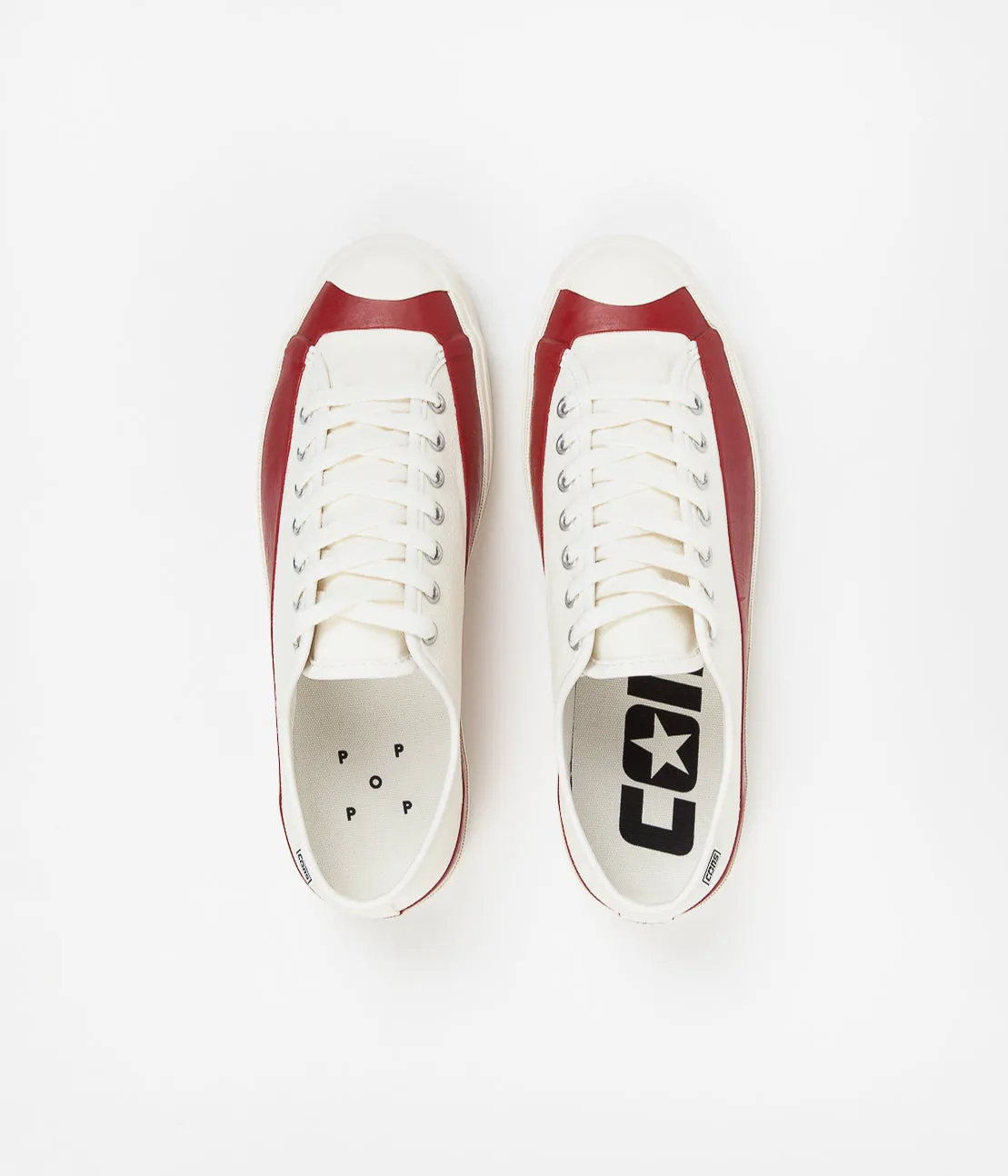 Converse x Pop Trading Company JP Pro Ox Shoes - Egret / Red Dahlia