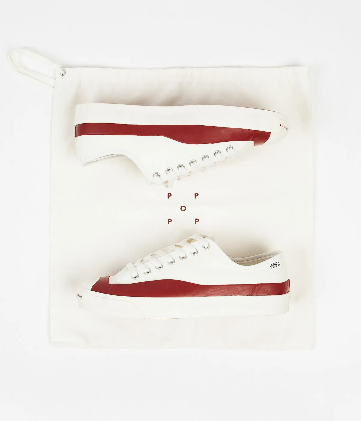 Converse x Pop Trading Company JP Pro Ox Shoes - Egret / Red Dahlia