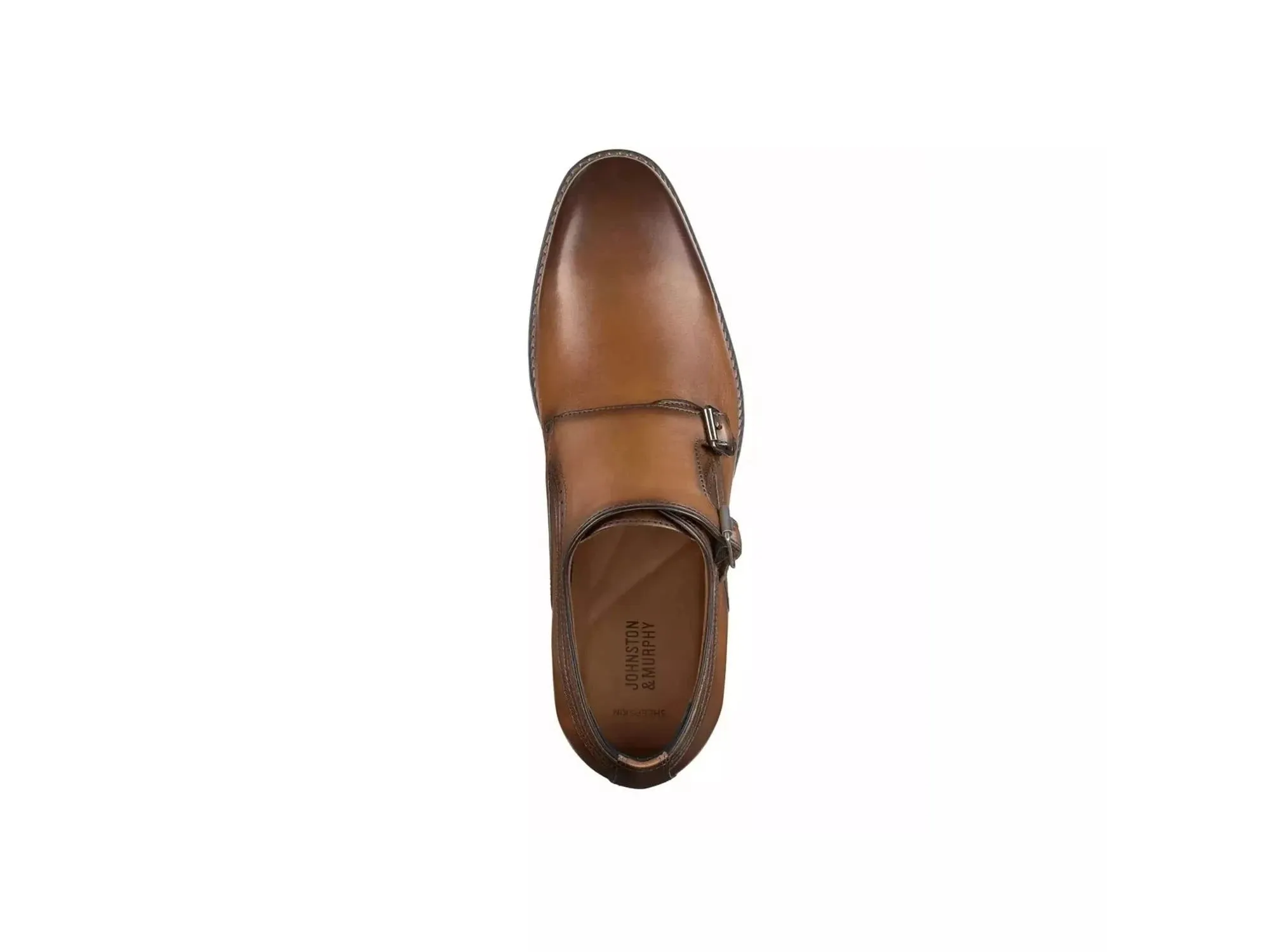 Danridge Double Buckle Monk Strap In Tan Full Grain Leather