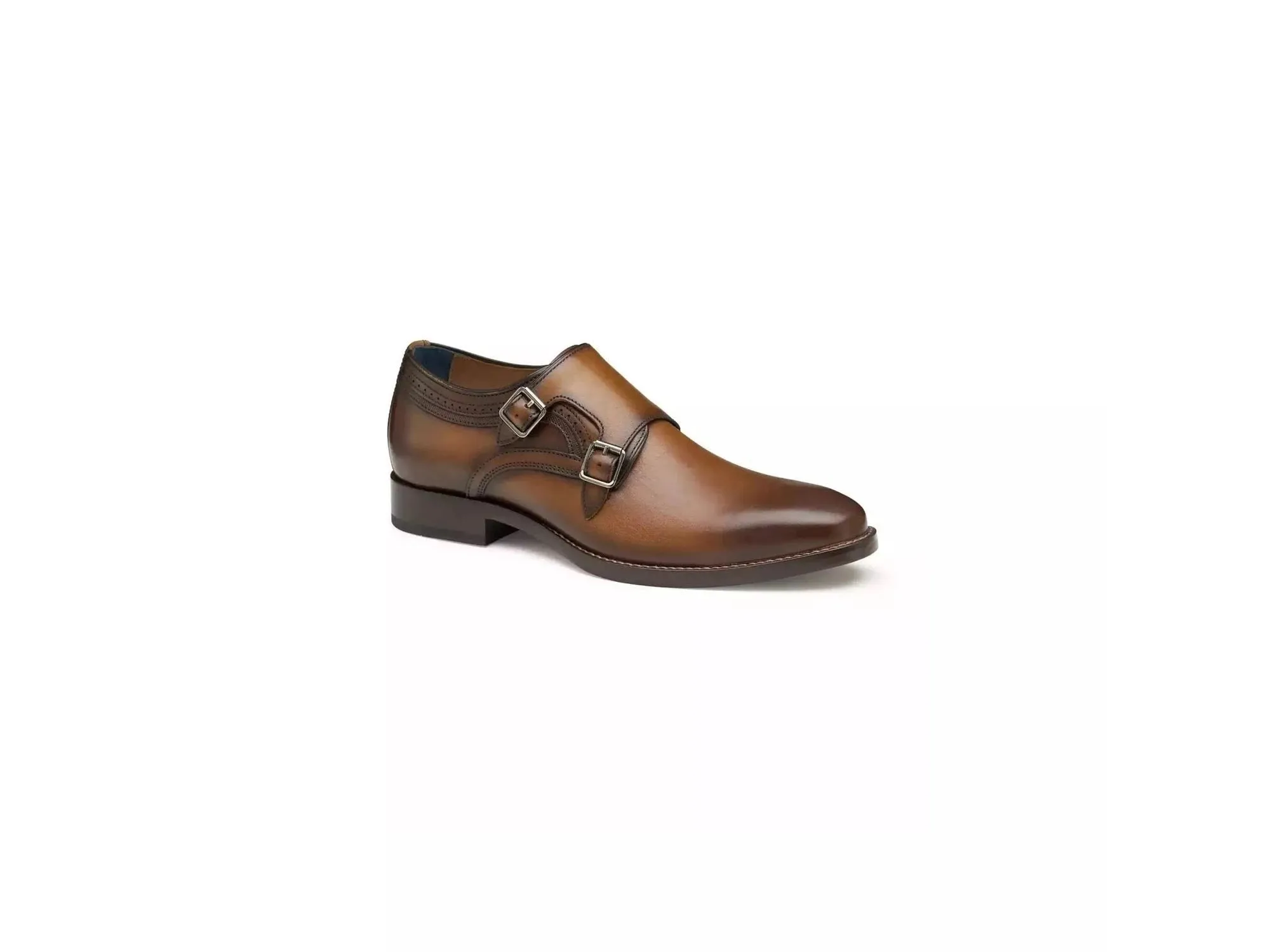 Danridge Double Buckle Monk Strap In Tan Full Grain Leather