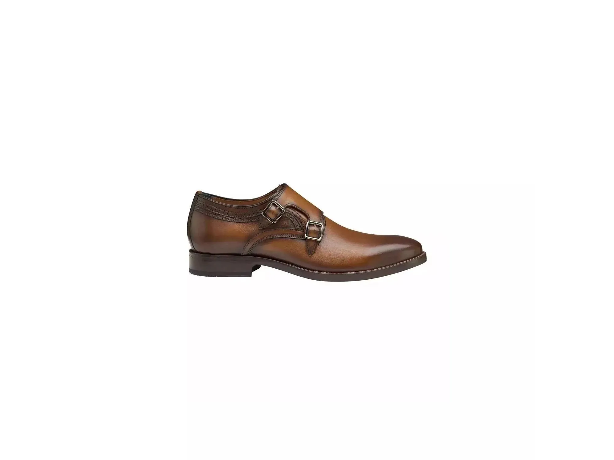 Danridge Double Buckle Monk Strap In Tan Full Grain Leather