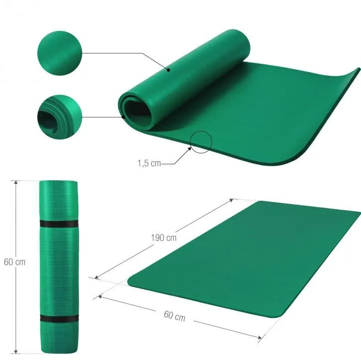 Deluxe NBR Yoga Mat Green 190x60x1.5cm