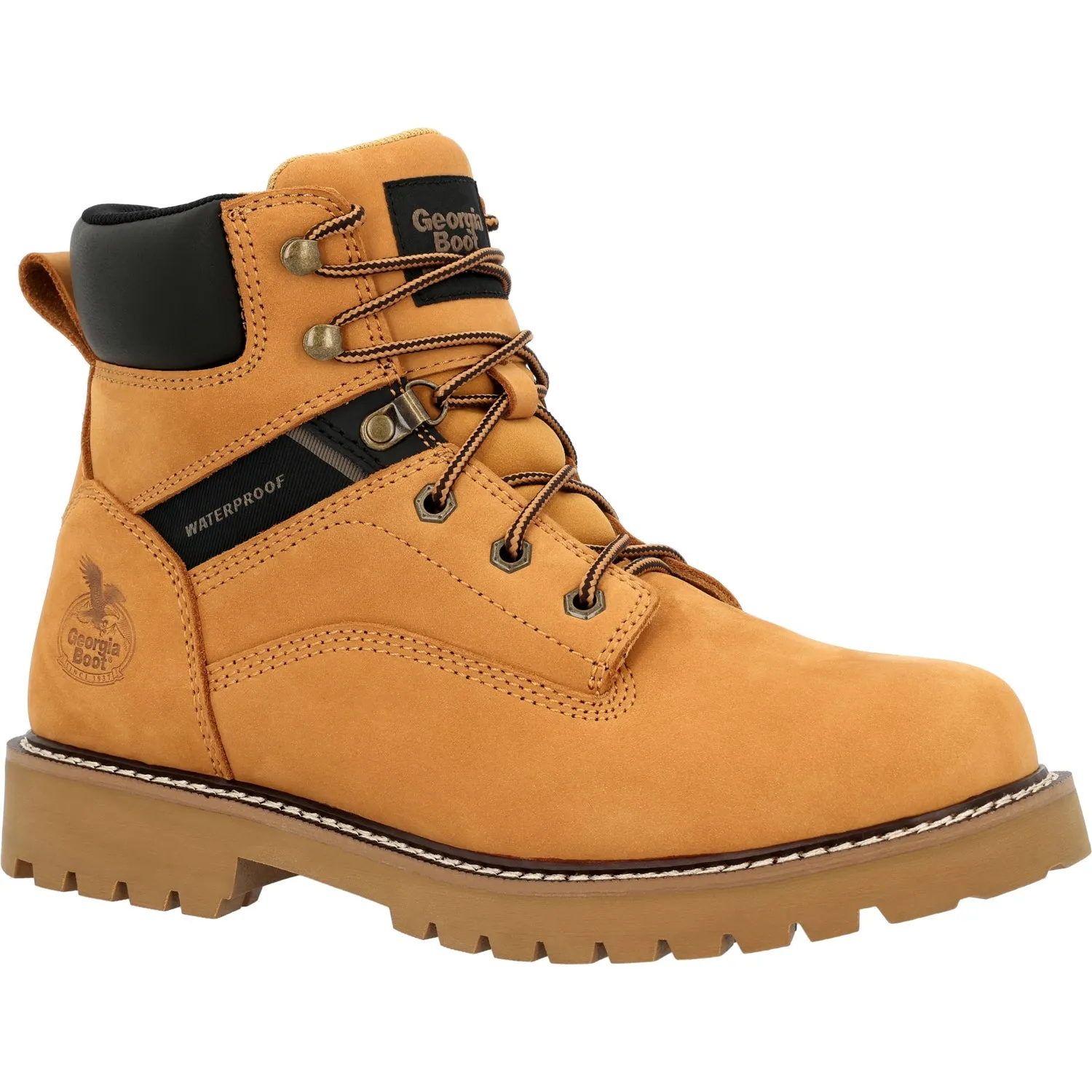 Georgia Mens Core 37 Steel Toe WP Wheat Leather Work Boots