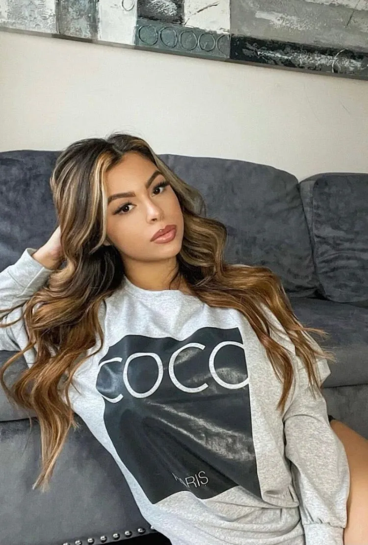 Grey Coco Print Oversized Sweatshirt