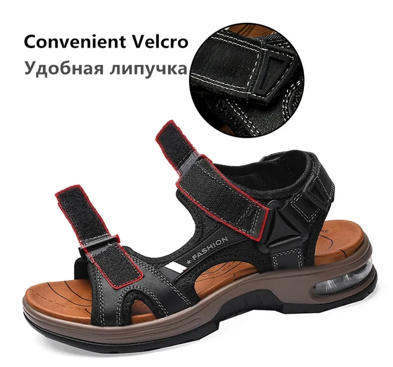 Herrensandalen Echtes Leder Herren Hausschuhe Gladiator Herren Strandsandalen Weiche, bequeme Outdoor-Watschuhe