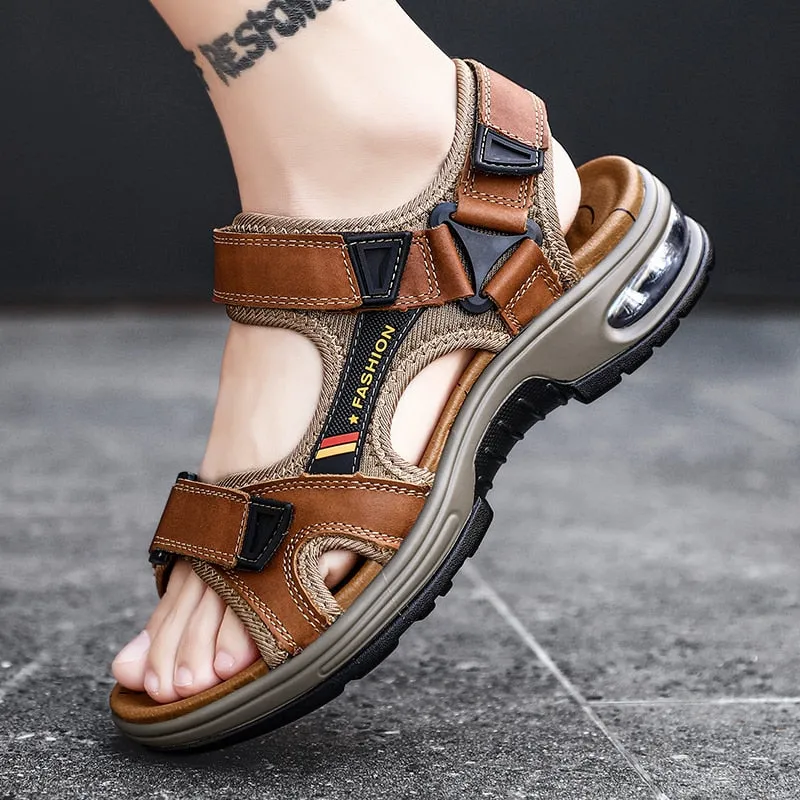 Herrensandalen Echtes Leder Herren Hausschuhe Gladiator Herren Strandsandalen Weiche, bequeme Outdoor-Watschuhe