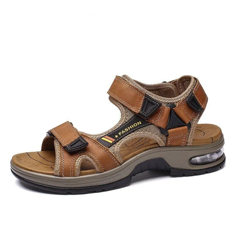 Herrensandalen Echtes Leder Herren Hausschuhe Gladiator Herren Strandsandalen Weiche, bequeme Outdoor-Watschuhe