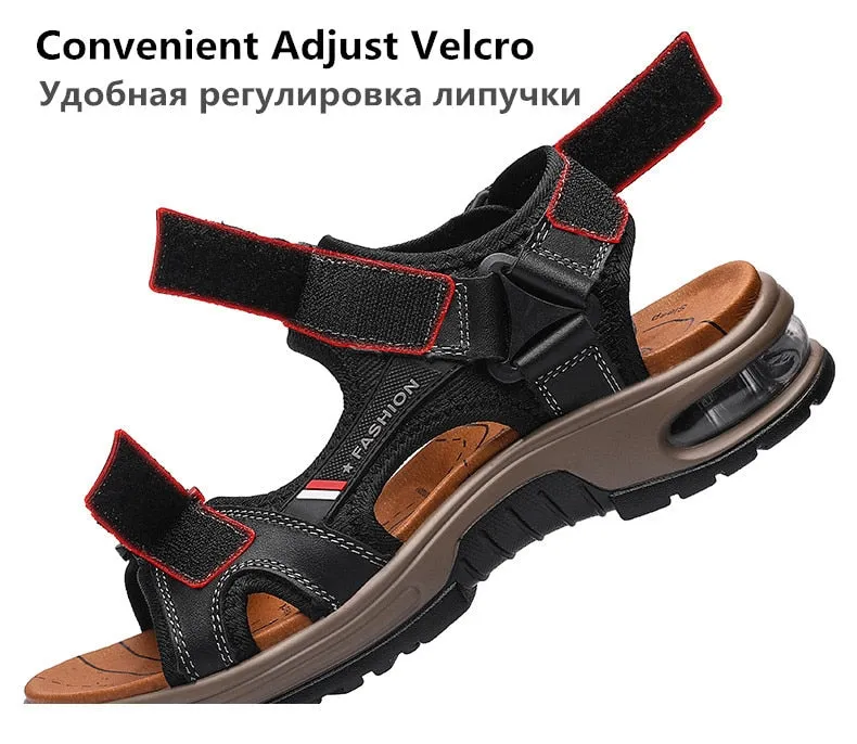 Herrensandalen Echtes Leder Herren Hausschuhe Gladiator Herren Strandsandalen Weiche, bequeme Outdoor-Watschuhe