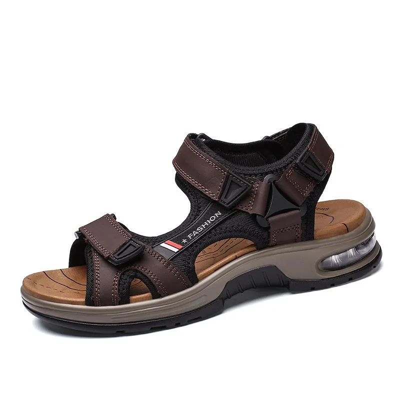 Herrensandalen Echtes Leder Herren Hausschuhe Gladiator Herren Strandsandalen Weiche, bequeme Outdoor-Watschuhe