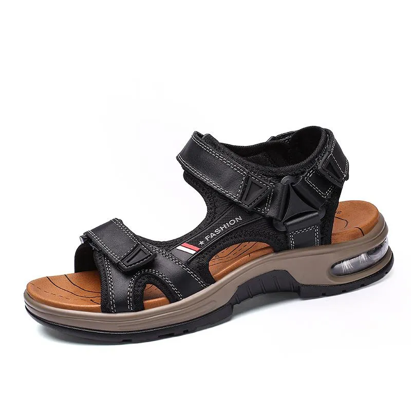 Herrensandalen Echtes Leder Herren Hausschuhe Gladiator Herren Strandsandalen Weiche, bequeme Outdoor-Watschuhe