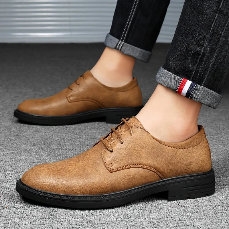 Hnzxzm Oxford Mens Dress Shoes lace up outdoor Formal Business Leather Minimalist Shoes for Men outdoor dress wedding party shoes