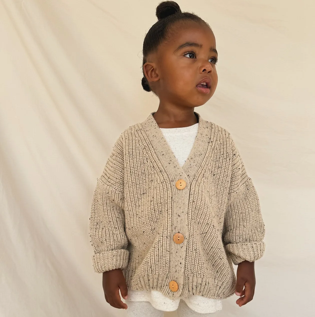 Hunter   Rose: Avery Kids Cardigan - Oat Flecked