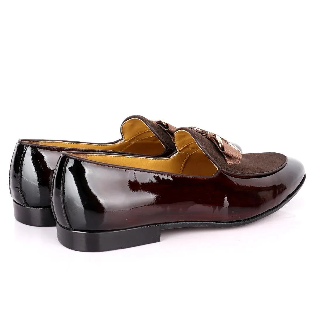 John Foster Wetlips With Half Suede Bow Designed Men's Shoe- Coffee