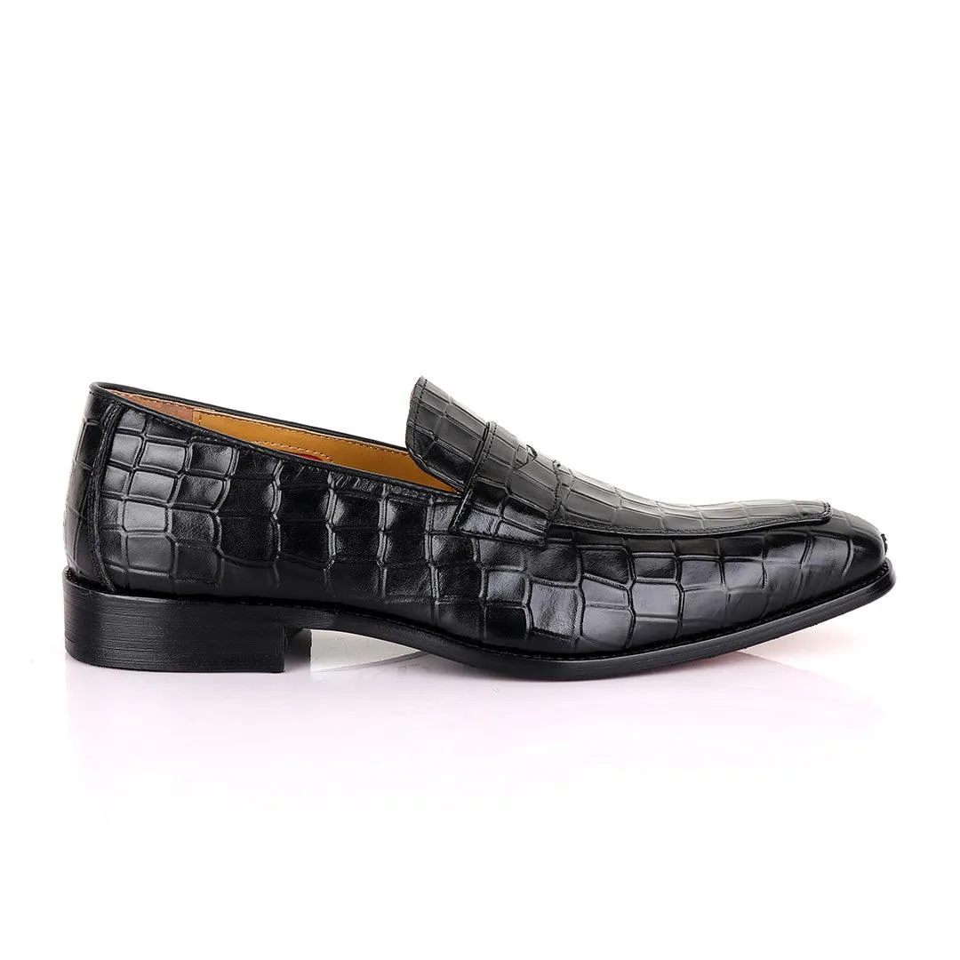 John Mendson Black Croc  Leather Shoe