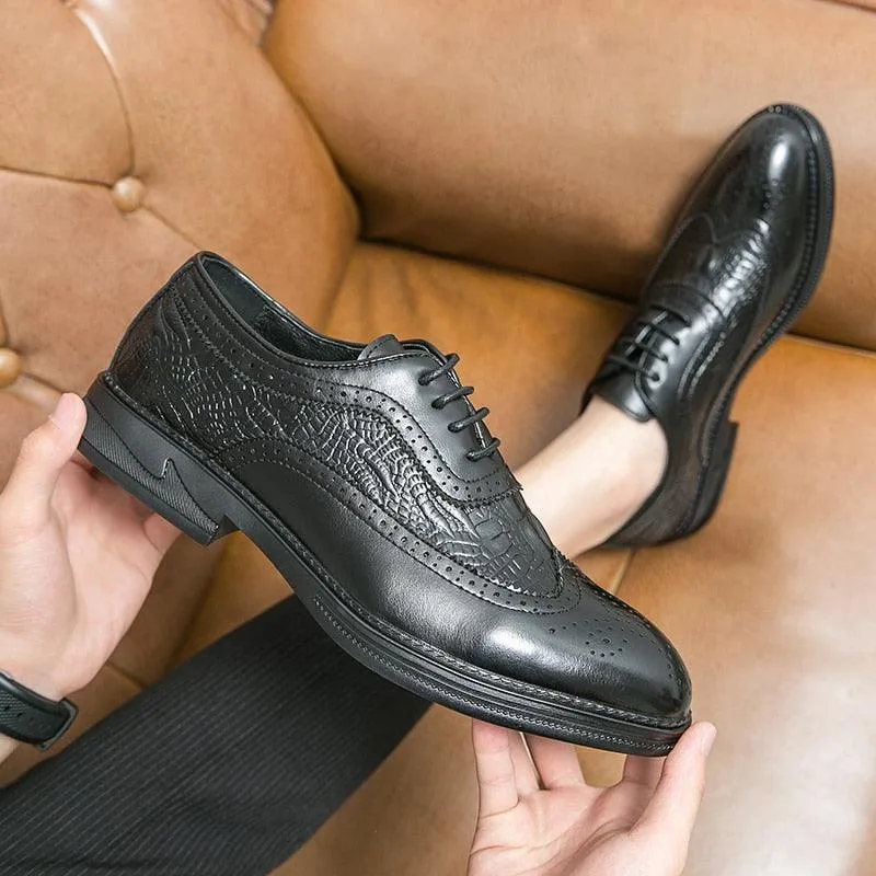 Men's Leather Brogue Formal Business Casual Shoes - TZ1255