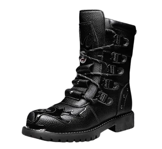 Motorcycle Biker Rock Punk Gothic Style Boots Cow Boy Boots FWMB007 Black Size 39-46