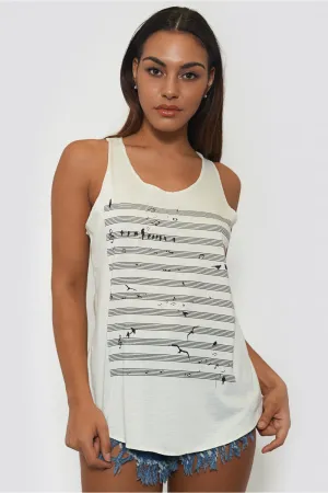 Musical Score Cream Vest Top