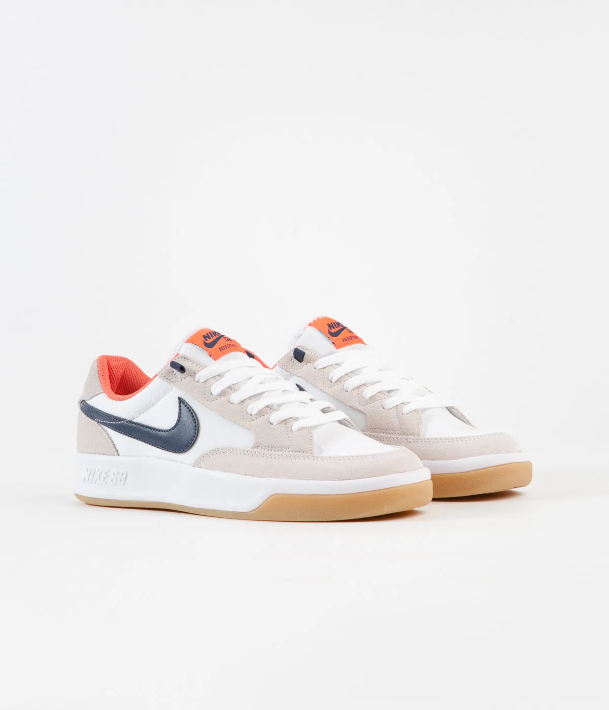 Nike SB Adversary Premium Shoes - White / Midnight Navy - Turf Orange