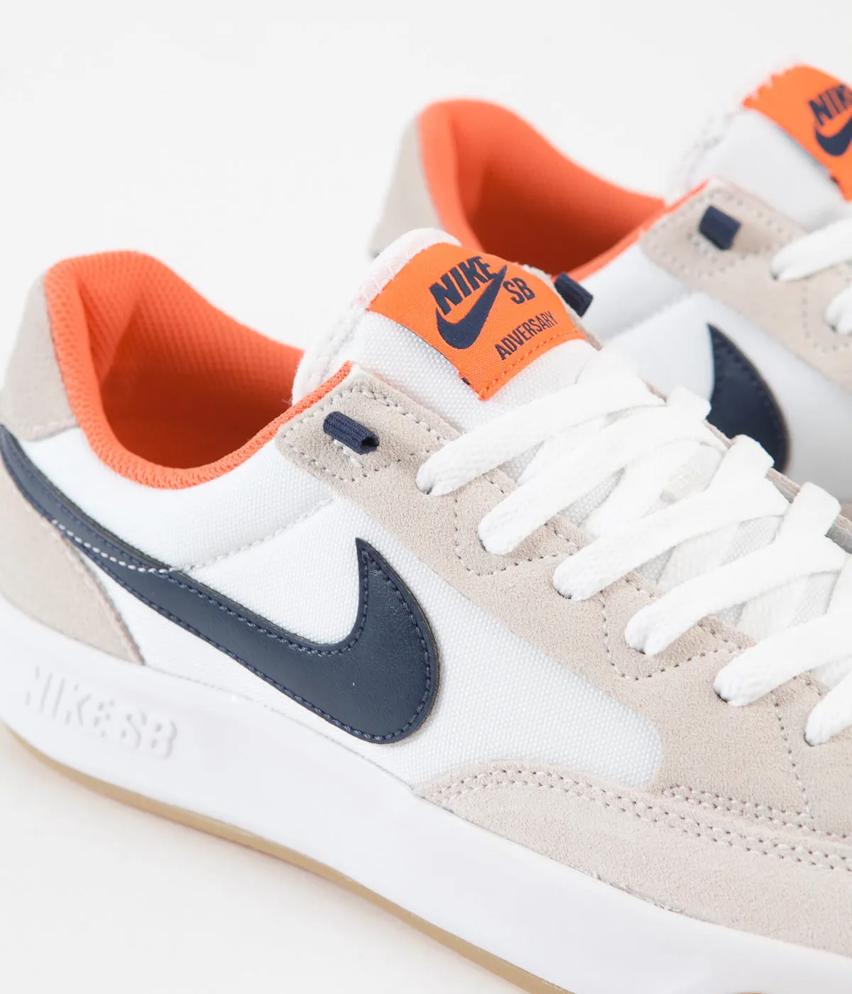 Nike SB Adversary Premium Shoes - White / Midnight Navy - Turf Orange