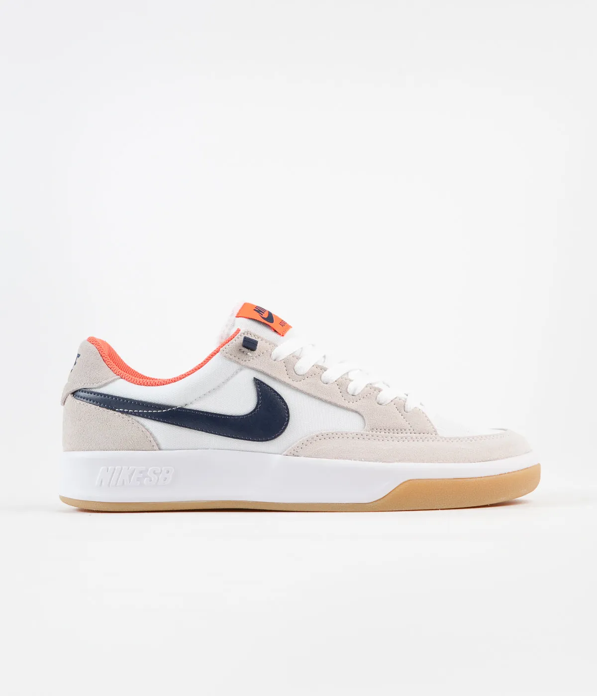 Nike SB Adversary Premium Shoes - White / Midnight Navy - Turf Orange