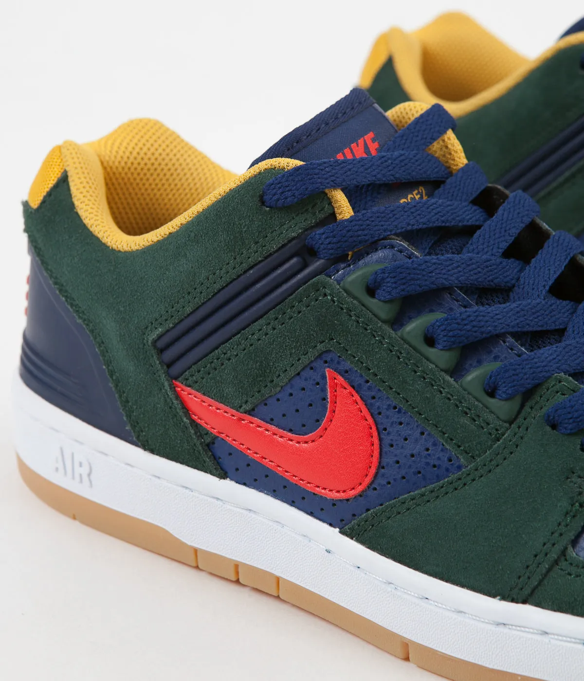 Nike SB Air Force II Low Shoes - Midnight Green / Habanero Red - Blue Void