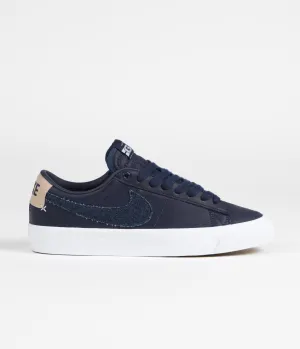 Nike SB Blazer Low Pro GT Premium Shoes - Midnight Navy / Midnight Navy - White