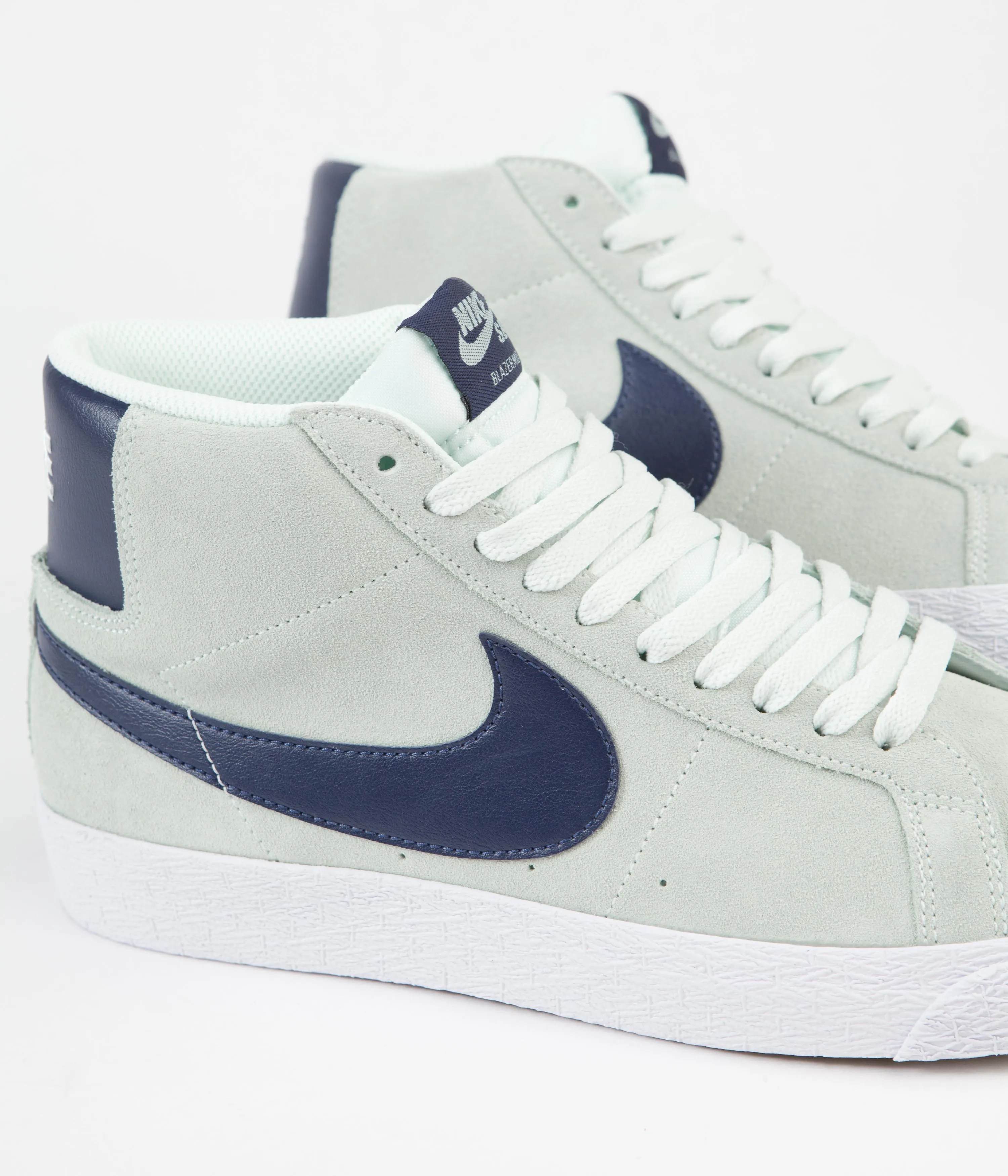 Nike SB Blazer Mid Shoes - Barely Green / Navy - Barely Green - White