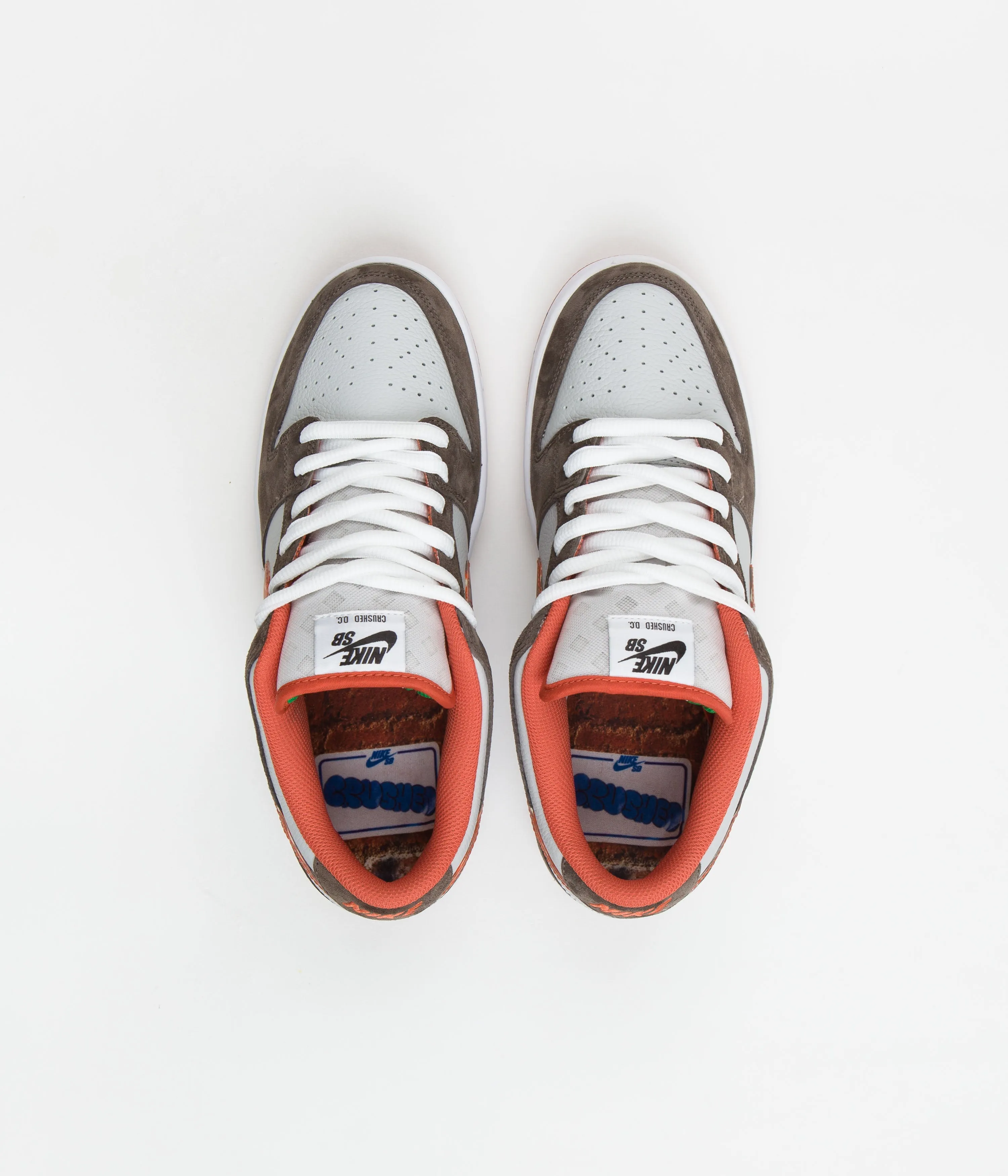 Nike SB x Crushed DC Dunk Low Pro Shoes - Olive Grey / Manta Orange - Rattan