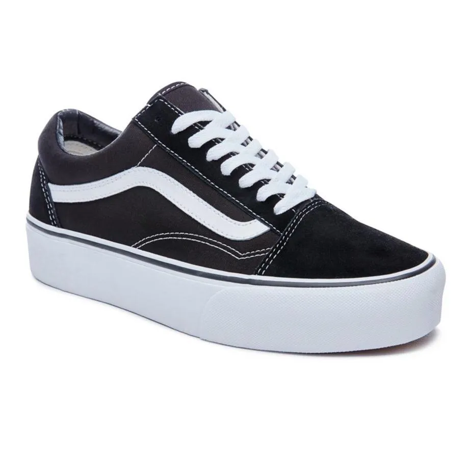 Old Skool Platform - (Suede/Canvas) Black-White