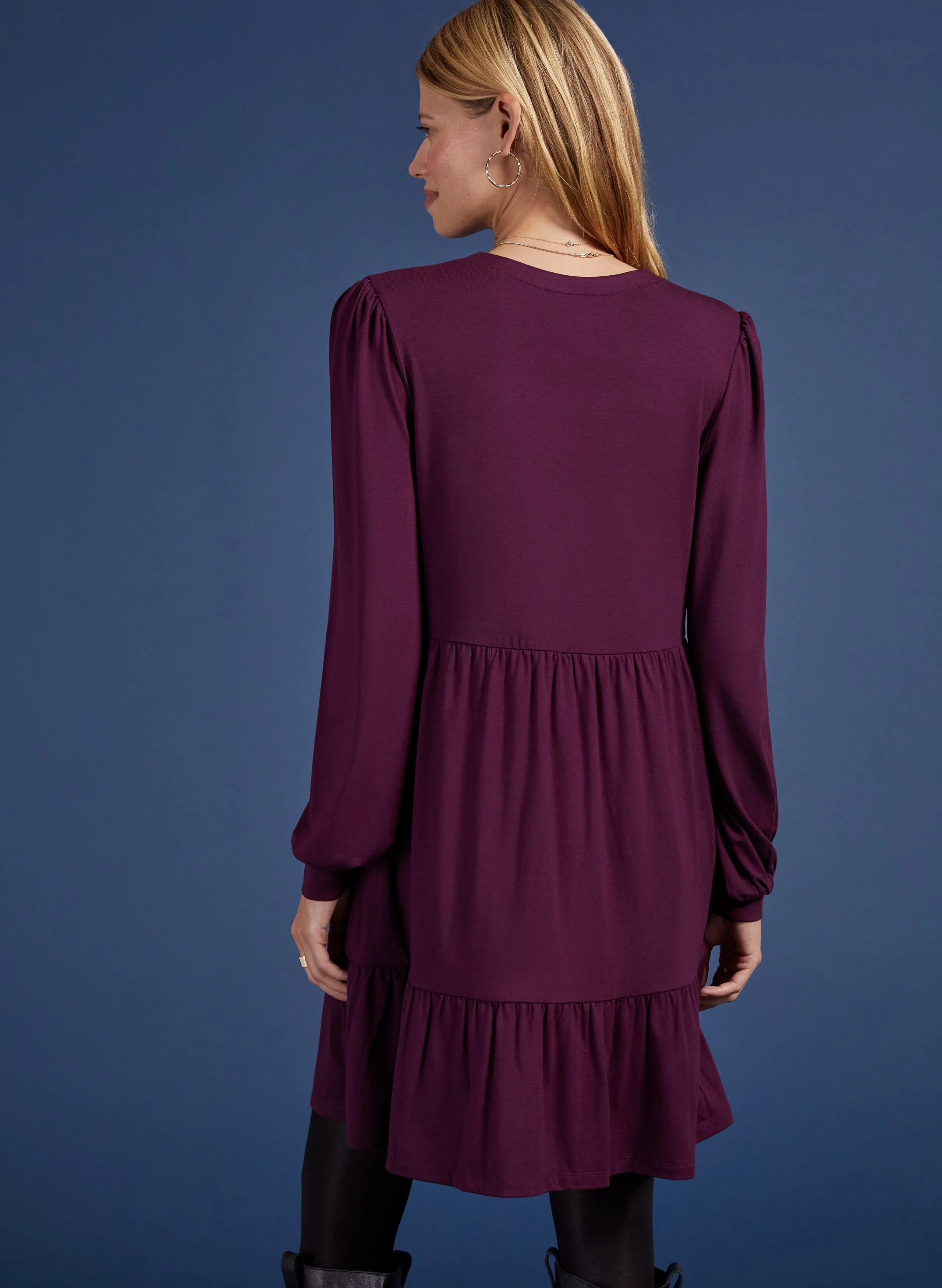 Ramona LENZING™ ECOVERO™ Jersey Tiered Dress | Dark Cherry