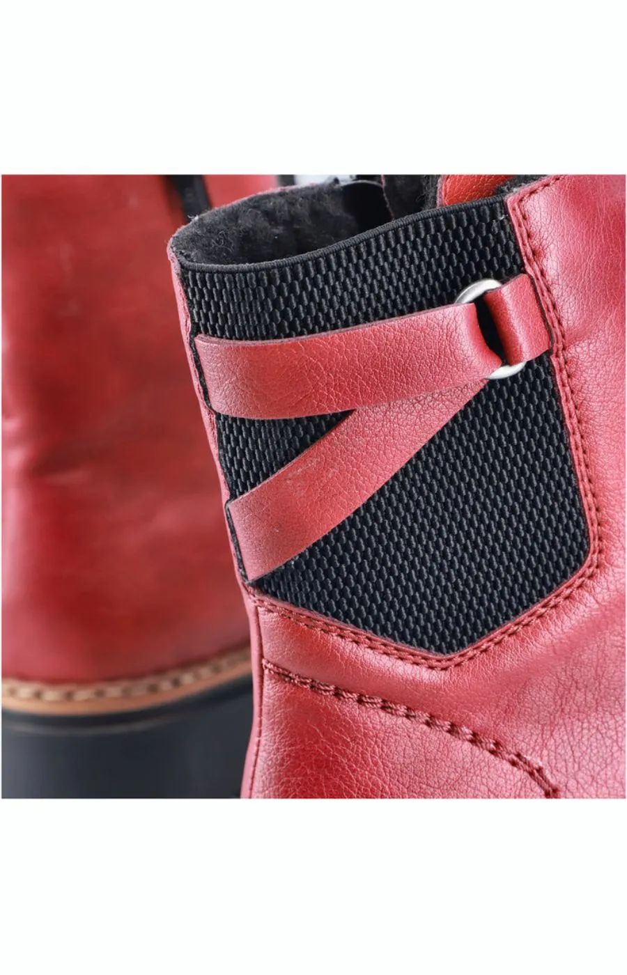 Rieker Biker Lace Up Boot in Red