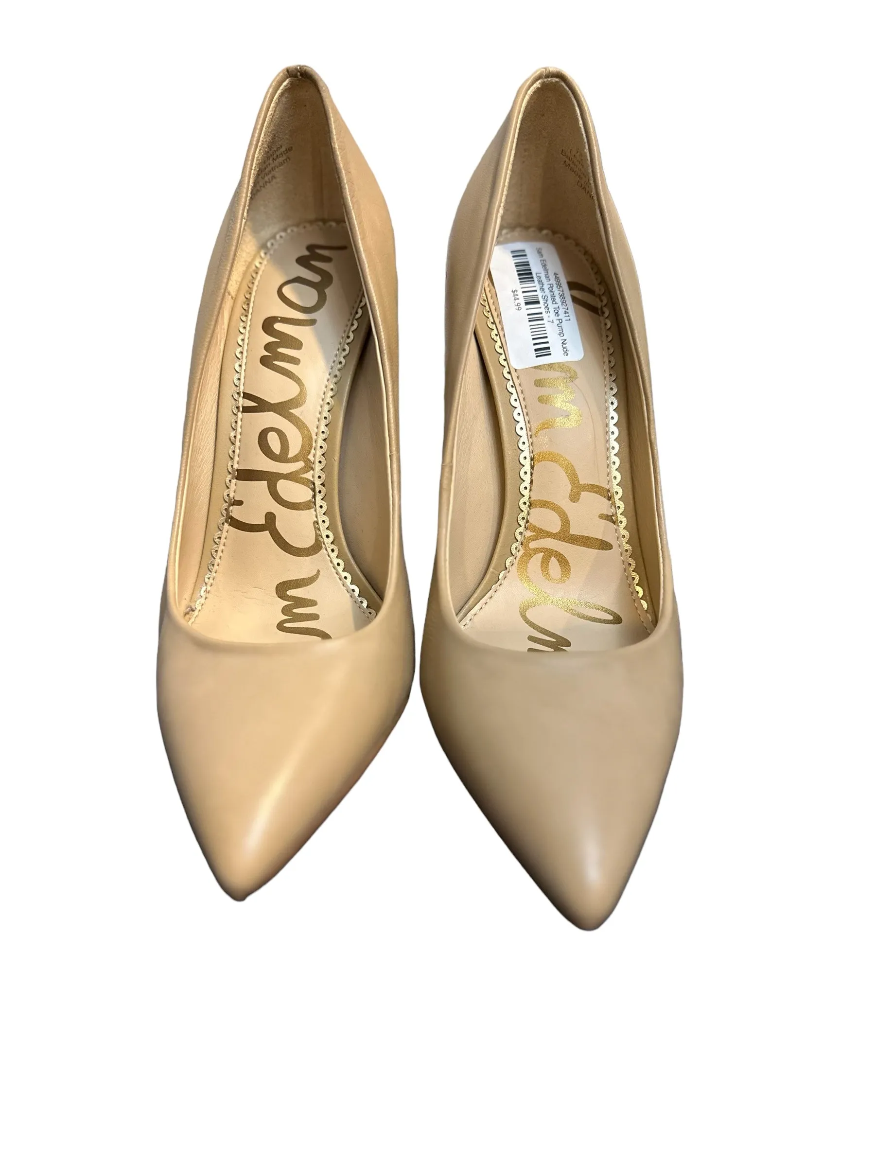 Sam Edelman Pointed Toe Pump Nude Leather Shoes