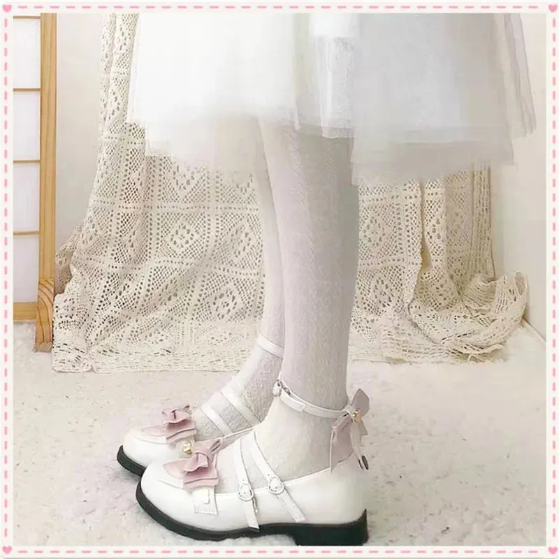 Sohiwoo Sweet princess lolita shoes vintage round head comfortable women shoes cute bowknot love kawaii shoes loli cosplay