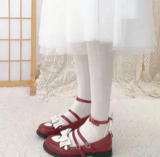 Sohiwoo Sweet princess lolita shoes vintage round head comfortable women shoes cute bowknot love kawaii shoes loli cosplay