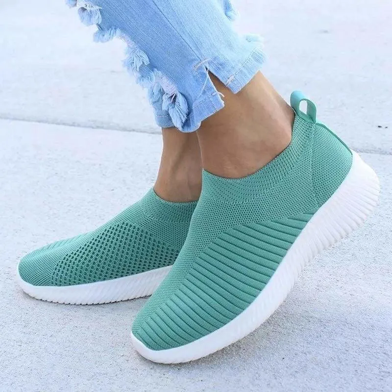 Spring Summer Slip On Flat Knitting Sock Sneakers Shoes